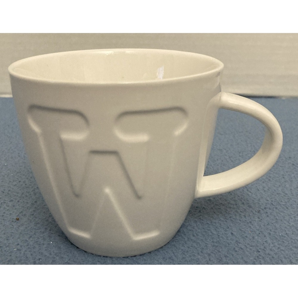 Keith‎ Brymer Jones Alphabet Letter "W" White Porcelain Coffee Cup Mug